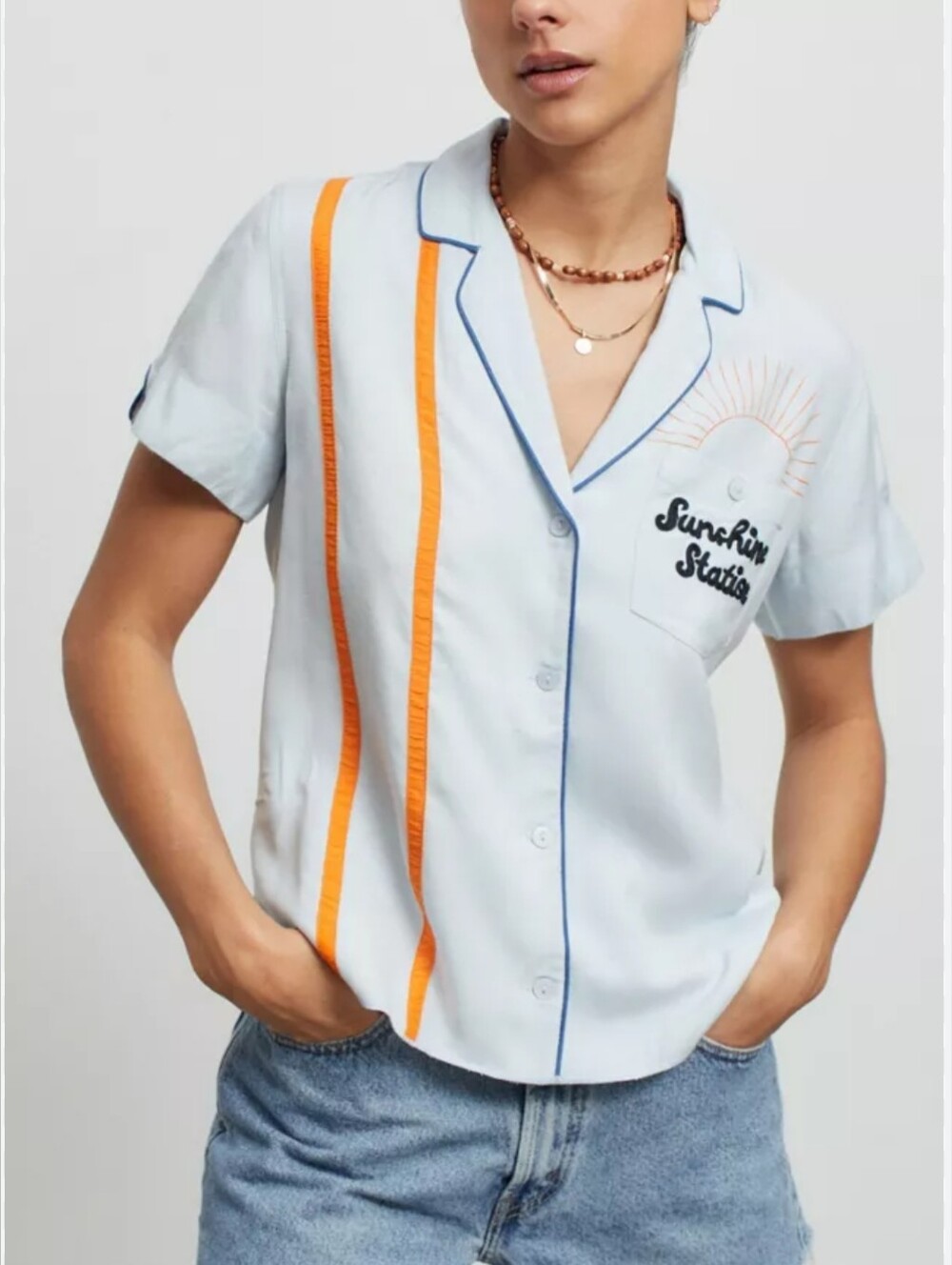 Urban Outfitters Sunshine Station Button-Up Bowling Shirt